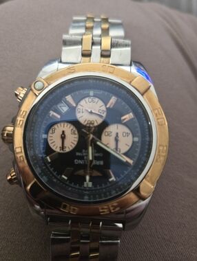Breitling Two-Tone Gold and Silver Chronograph with Black Dial